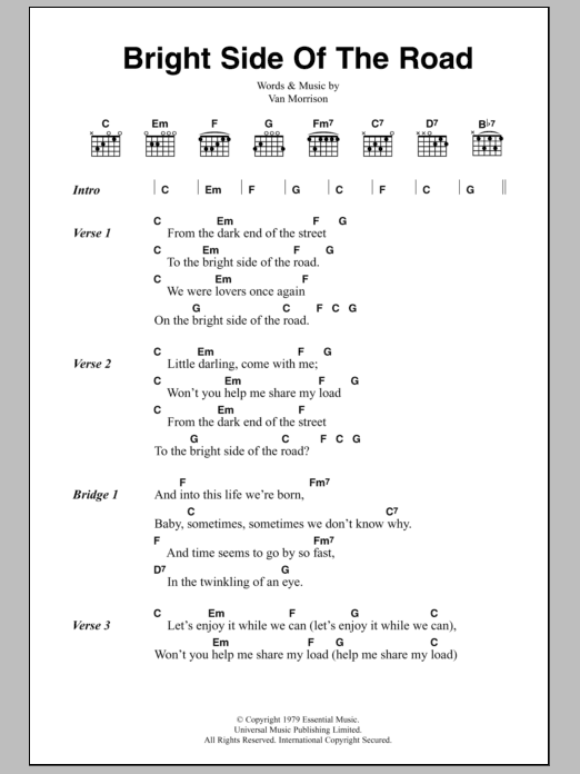 Bright Side Of The Road (Guitar Chords/Lyrics) von Van Morrison