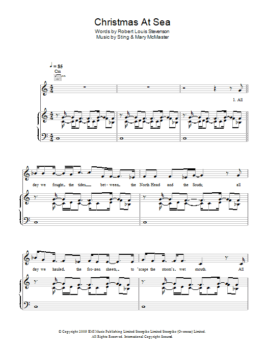 Christmas At Sea (Piano, Vocal & Guitar Chords) von Sting