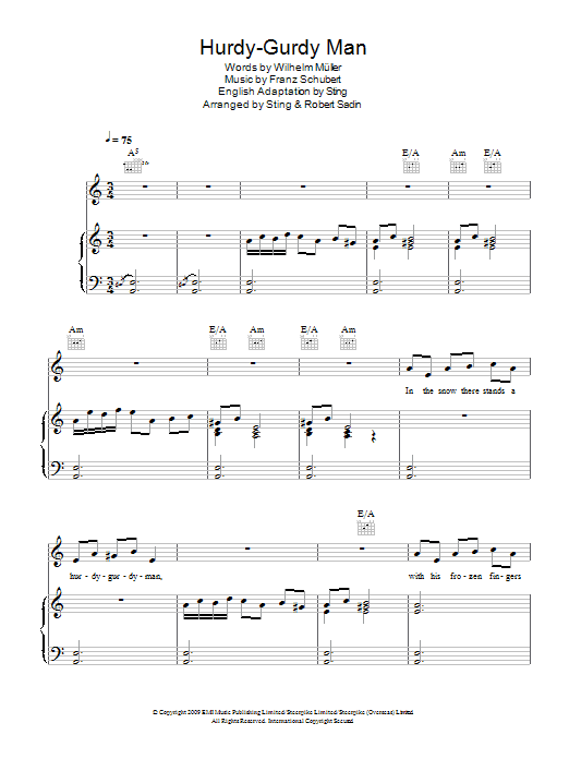 Hurdy-Gurdy Man (Piano, Vocal & Guitar Chords) von Sting