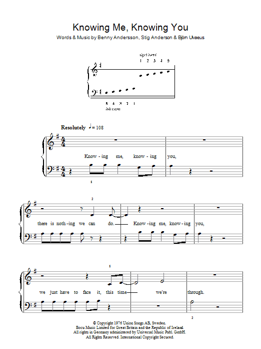 Knowing Me, Knowing You (Easy Piano) von ABBA