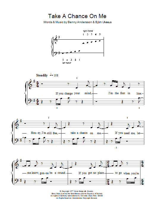 Take A Chance On Me (Easy Piano) von ABBA