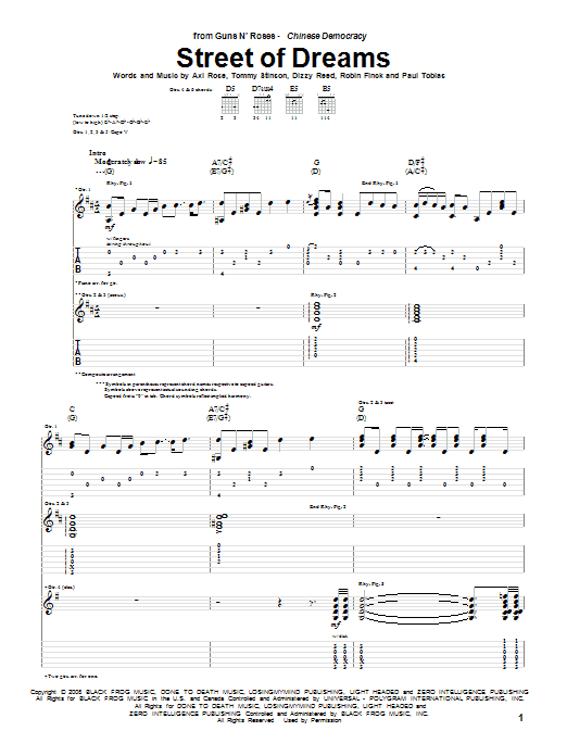 Street Of Dreams (Guitar Tab) von Guns N' Roses