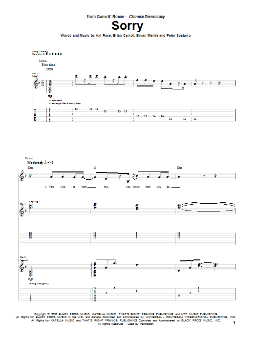 Sorry (Guitar Tab) von Guns N' Roses