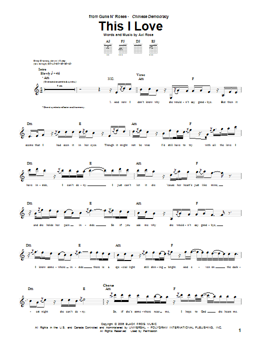 This I Love (Guitar Tab) von Guns N' Roses