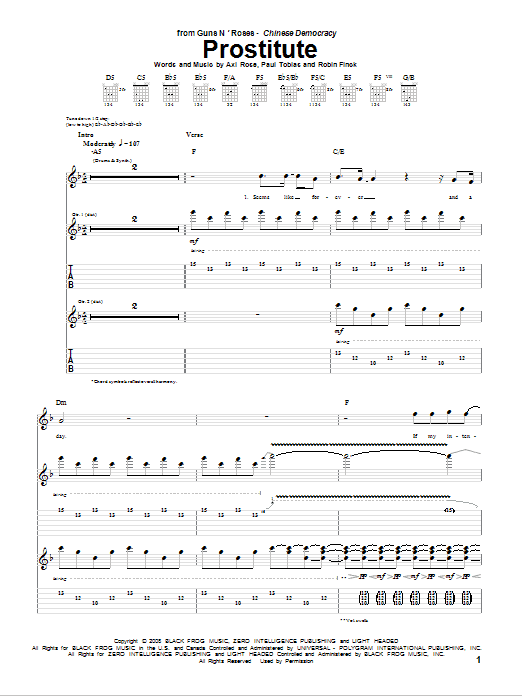 Prostitute (Guitar Tab) von Guns N' Roses