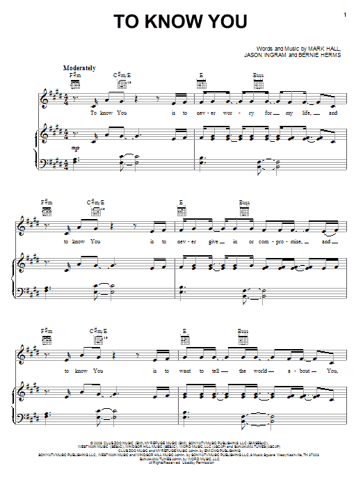 To Know You (Piano, Vocal & Guitar Chords (Right-Hand Melody)) von Casting Crowns