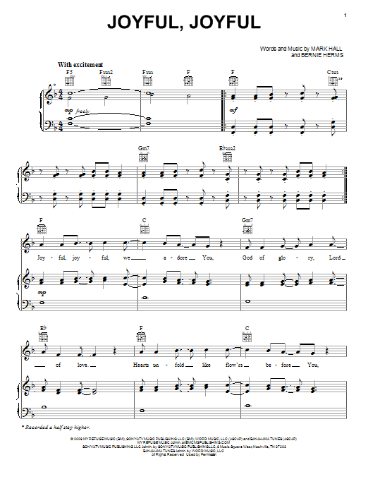 Joyful, Joyful (Piano, Vocal & Guitar Chords (Right-Hand Melody)) von Casting Crowns
