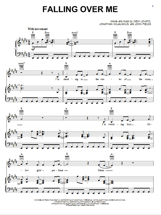 Falling Over Me (Piano, Vocal & Guitar Chords (Right-Hand Melody)) von Demi Lovato