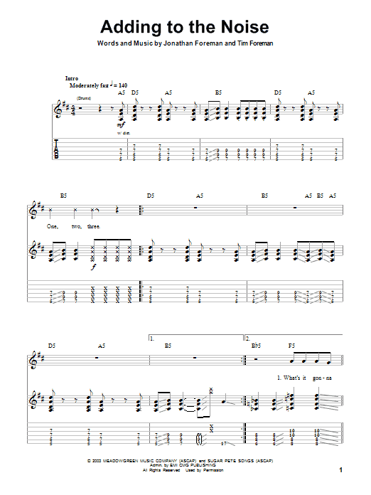 Adding To The Noise (Guitar Tab (Single Guitar)) von Switchfoot
