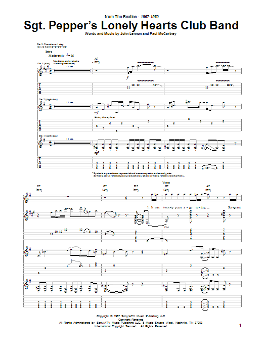 Sgt. Pepper's Lonely Hearts Club Band (Guitar Tab) von The Beatles