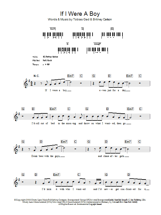 If I Were A Boy (Lead Sheet / Fake Book) von Beyonce