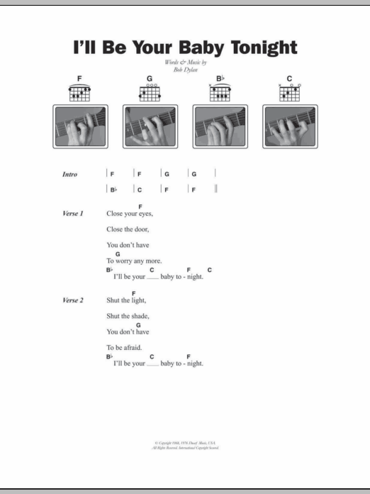 I'll Be Your Baby Tonight (Guitar Chords/Lyrics) von Bob Dylan