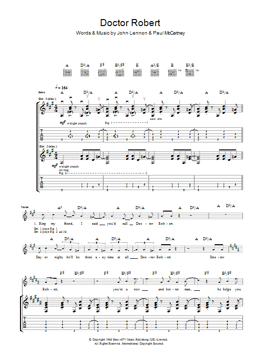 Doctor Robert (Guitar Tab) von The Beatles