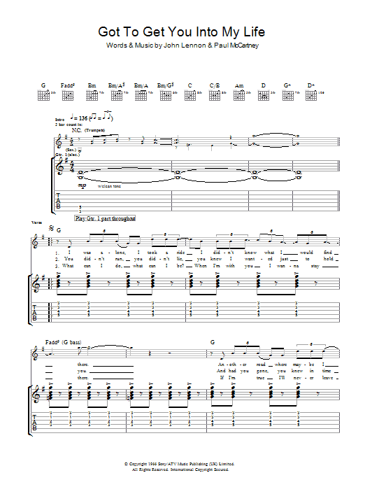 Got To Get You Into My Life (Guitar Tab) von The Beatles