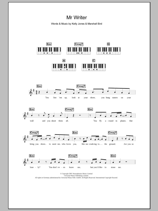 Mr. Writer (Lead Sheet / Fake Book) von Stereophonics