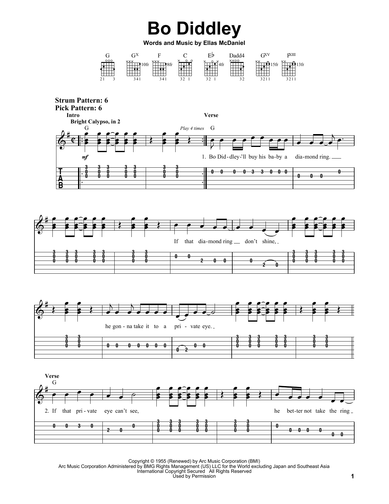 Bo Diddley (Easy Guitar Tab) von Bo Diddley