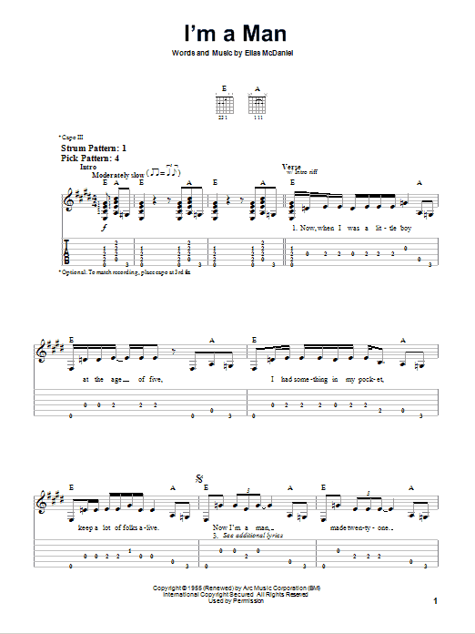 I'm A Man (Easy Guitar Tab) von The Yardbirds