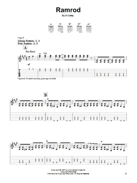 Ramrod (Easy Guitar Tab) von Duane Eddy