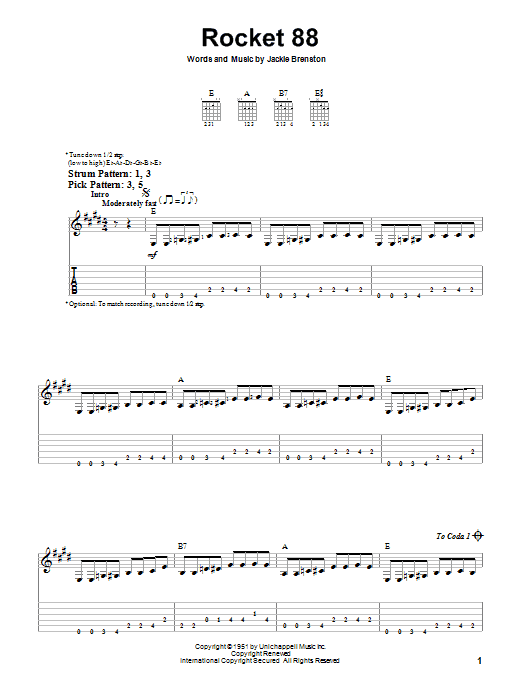 Rocket 88 (Easy Guitar Tab) von Jackie Brenston