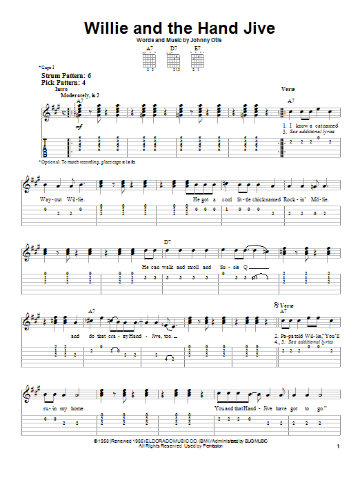 Willie And The Hand Jive (Easy Guitar Tab) von Johnny Otis