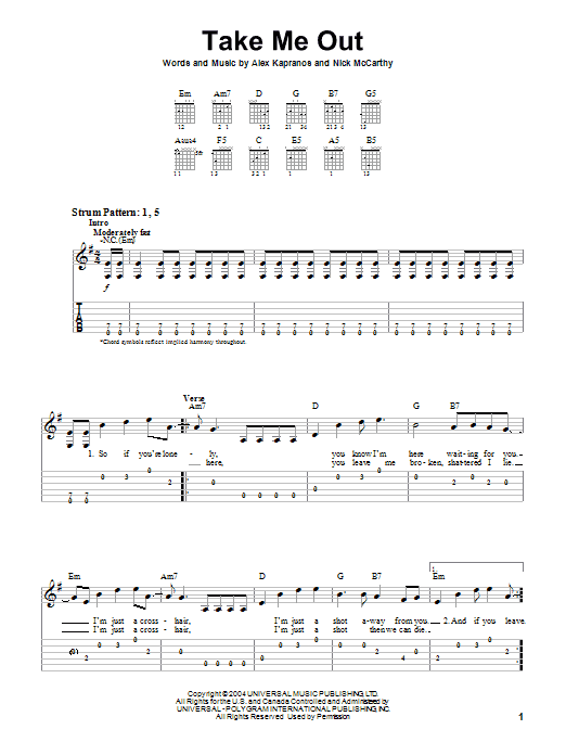 Take Me Out (Easy Guitar Tab) von Franz Ferdinand