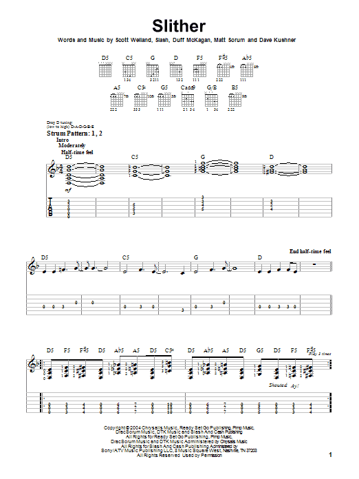 Slither (Easy Guitar Tab) von Velvet Revolver