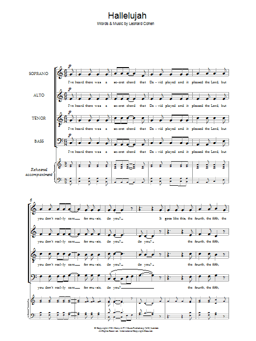 Hallelujah (arr. Barrie Carson Turner) (SATB Choir) von Leonard Cohen