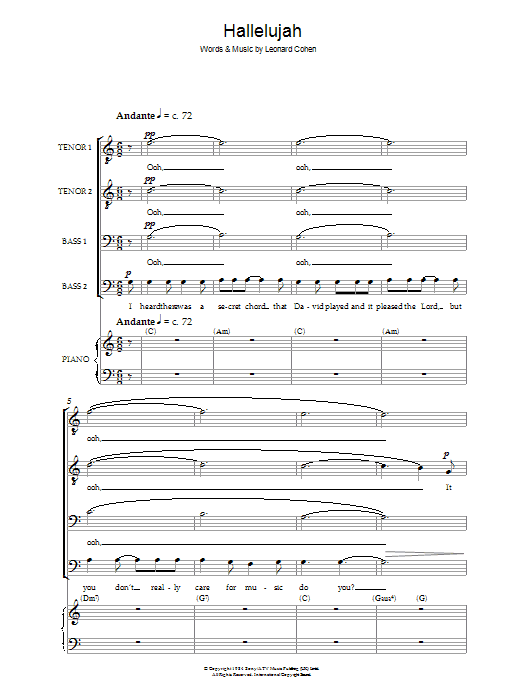 Hallelujah (TTBB Choir) von Leonard Cohen