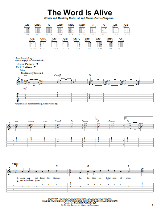 The Word Is Alive (Easy Guitar Tab) von Casting Crowns