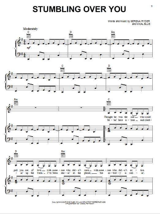 Stumbling Over You (Piano, Vocal & Guitar Chords (Right-Hand Melody)) von Serena Ryder