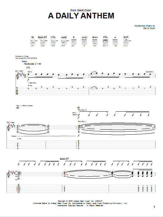A Daily Anthem (Guitar Tab) von David Cook