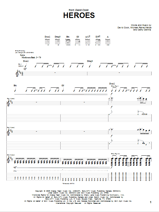 Heroes (Guitar Tab) von David Cook