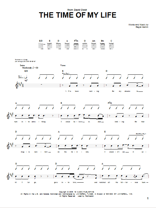 Time Of My Life (Guitar Tab) von David Cook