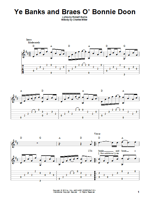 Ye Banks And Braes O' Bonnie Doon (Solo Guitar) von Robert Burns