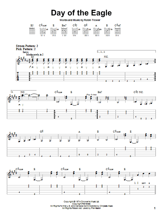 Day Of The Eagle (Easy Guitar Tab) von Robin Trower