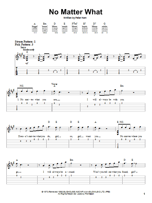 No Matter What (Easy Guitar Tab) von Badfinger