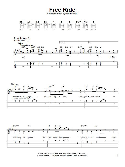 Free Ride (Easy Guitar Tab) von Edgar Winter Group