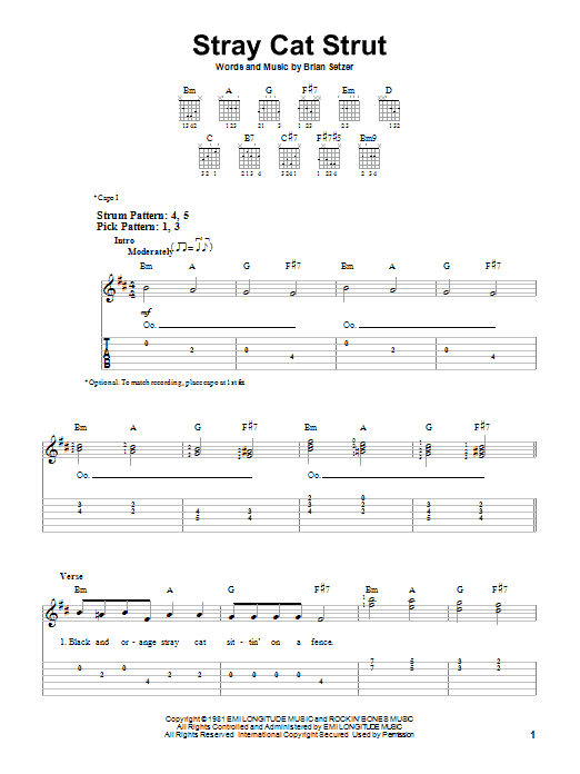 Stray Cat Strut (Easy Guitar Tab) von Stray Cats