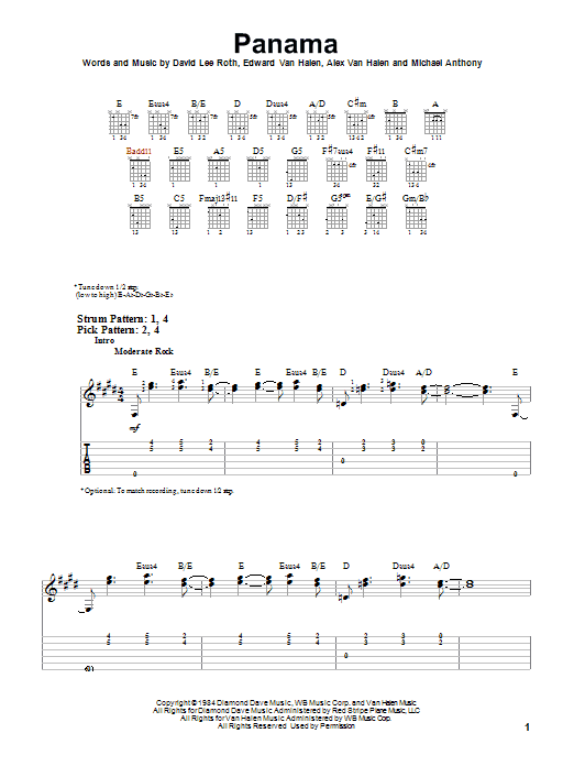 Panama (Easy Guitar Tab) von Van Halen