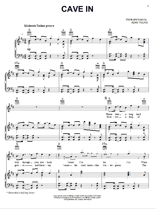 Cave In (Piano, Vocal & Guitar Chords (Right-Hand Melody)) von Owl City