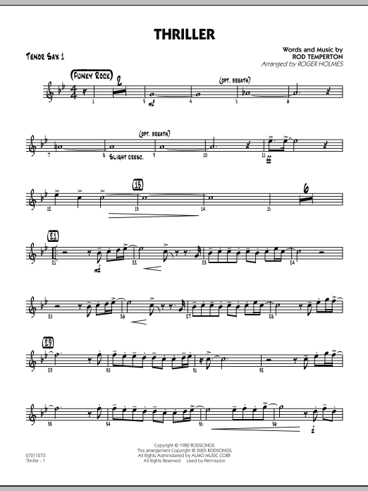 Thriller - Tenor Sax 1 (Jazz Ensemble) von Roger Holmes