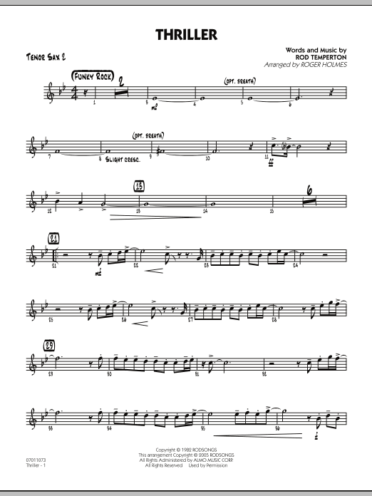 Thriller - Tenor Sax 2 (Jazz Ensemble) von Roger Holmes