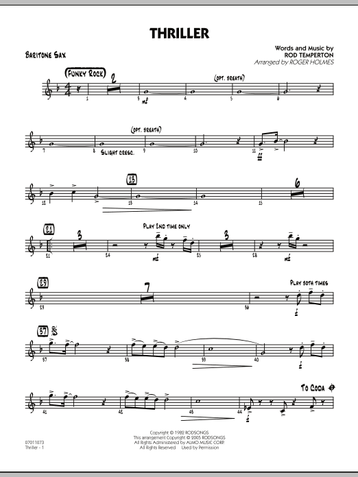 Thriller - Baritone Sax (Jazz Ensemble) von Roger Holmes