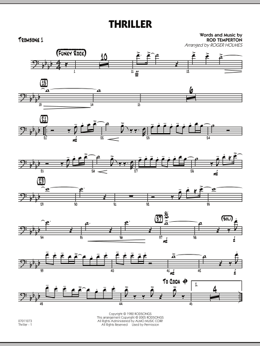 Thriller - Trombone 1 (Jazz Ensemble) von Roger Holmes
