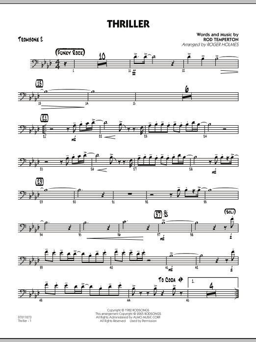 Thriller - Trombone 2 (Jazz Ensemble) von Roger Holmes