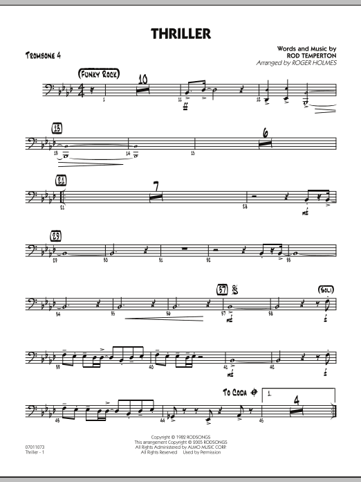 Thriller - Trombone 4 (Jazz Ensemble) von Roger Holmes