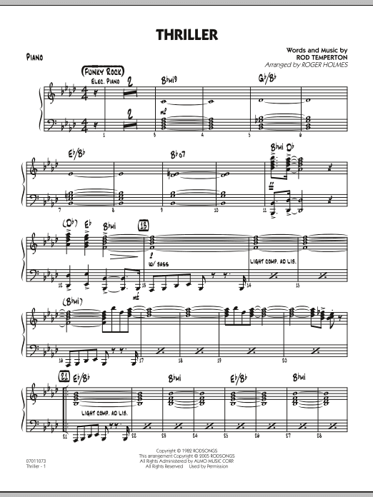 Thriller - Piano (Jazz Ensemble) von Roger Holmes