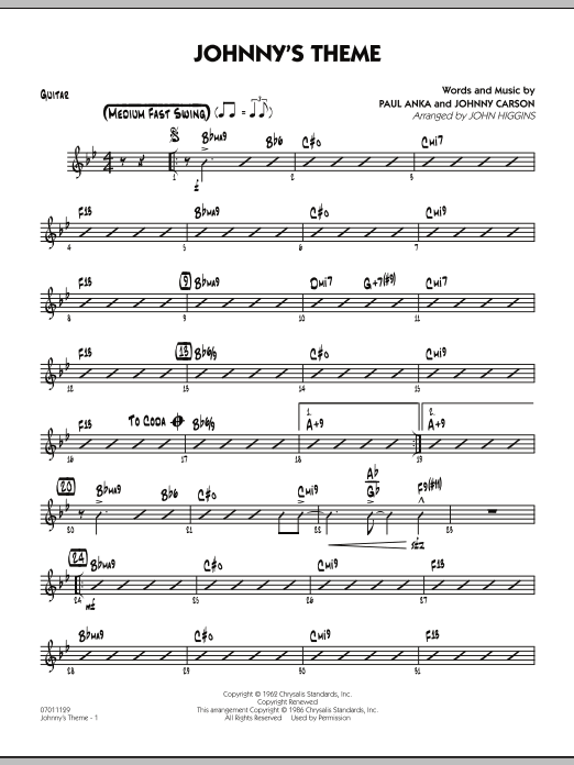 Johnny's Theme (from The Tonight Show) - Guitar (Jazz Ensemble) von John Higgins