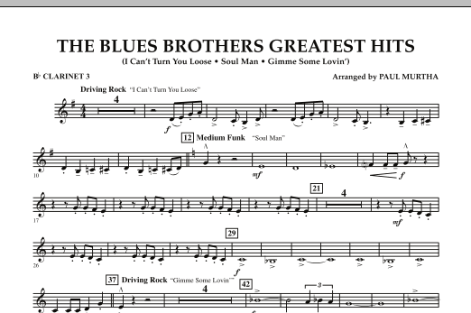 The Blues Brothers Greatest Hits - Bb Clarinet 3 (Concert Band) von Paul Murtha