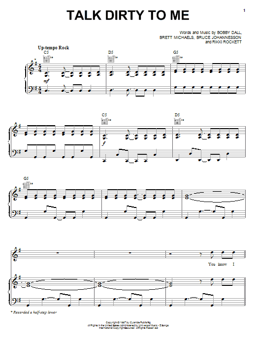 Talk Dirty To Me (Lead Sheet / Fake Book) von Poison